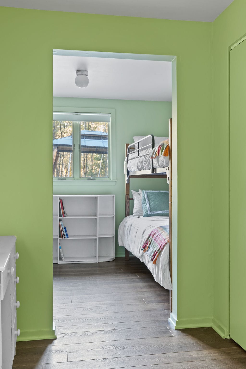 Bunk room with four twin beds